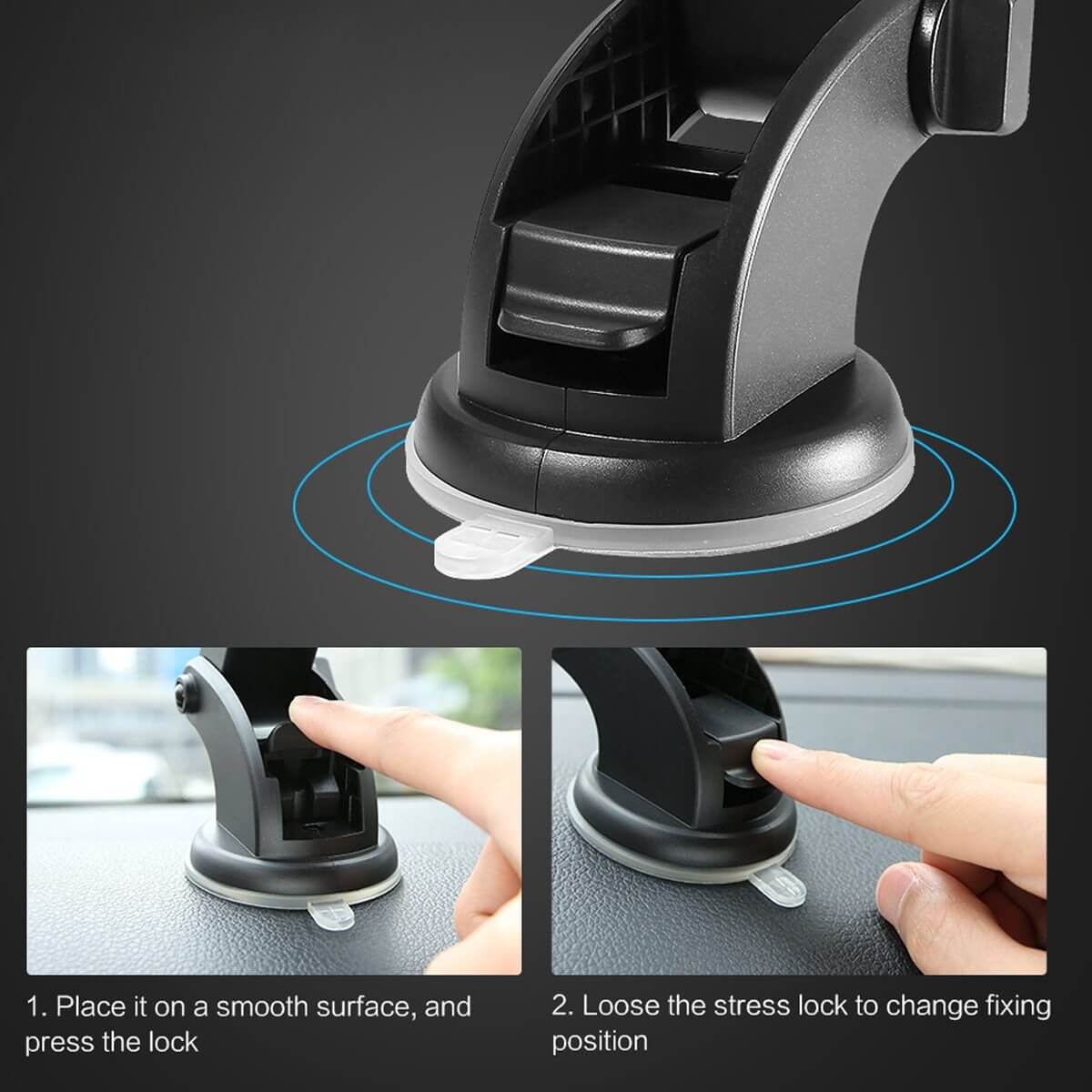 Car Phone Holder Long Rod Telescopic Car Dashboard Suction Cup Type - IceAndFire