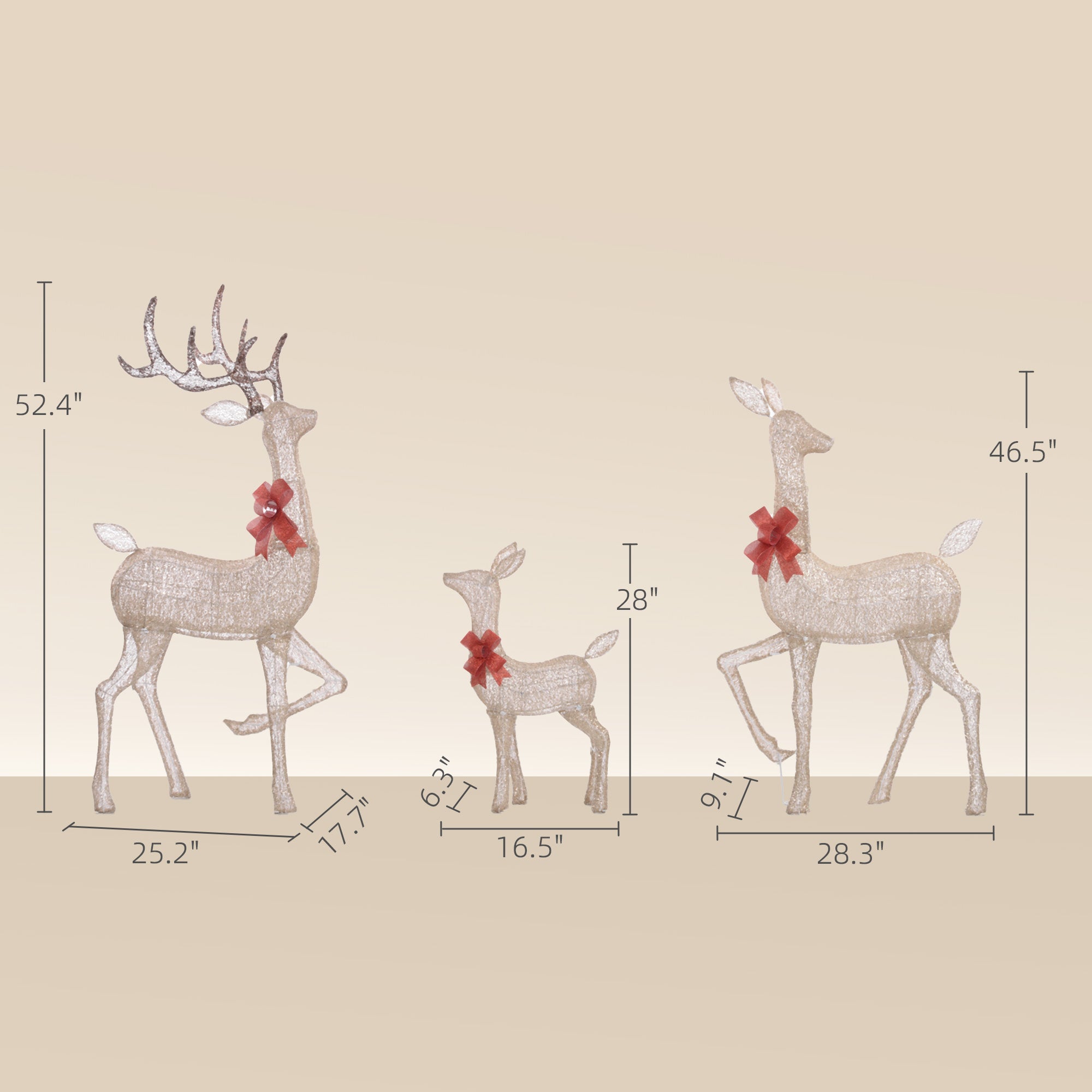 Lighted Reindeer Christmas Decorations